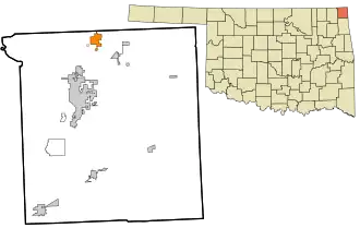 Location within Ottawa County showing former municipal boundaries