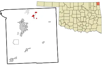 Location in Ottawa County and Oklahoma