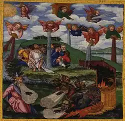 Image 54The Giving of the Seven Bowls of Wrath / The First Six Plagues, Revelation 16:1–16. Matthias Gerung, c. 1531 (from List of mythological objects)