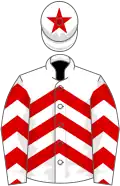 White and red chevrons, red star on cap