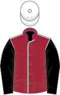 MAROON, white seams, black sleeves, white cap