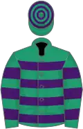 Emerald green, purple hoops