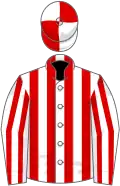 White and red stripes, quartered cap
