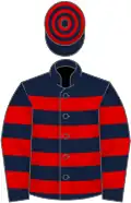 Dark blue, red hoops
