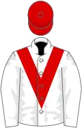 White, red chevron and cap