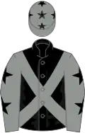 Black, Grey cross belts, Grey sleeves, Black stars and stars on cap
