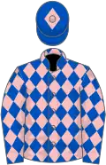 Royal blue and pink diamonds, pink diamond on cap