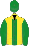 Yellow, green stripe, sleeves and cap