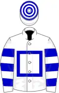 White, blue hollow box, hooped cap