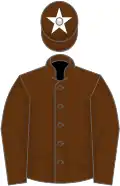 Brown, white star on cap