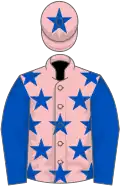 Pink, royal blue stars, sleeves and star on cap
