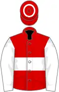 Red, white hoop, chevrons on sleeves