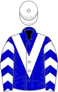 Blue, white chevron, chevrons on sleeves, white cap