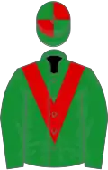 Green, red chevron, quartered cap