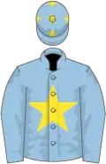 Light blue, yellow star and stars on cap