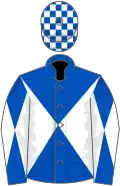 Royal blue and white diabolo, check cap