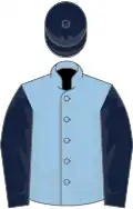 Light blue, dark blue sleeves and cap