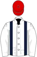 White, Dark Blue braces, Red cap
