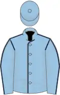 Light blue, dark blue seams, light blue cap