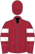 Maroon, two white armlets