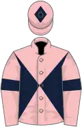 Pink and dark blue diabolo, pink sleeves, dark blue armlets and diamond on cap