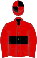 Red, black hoop, quartered cap