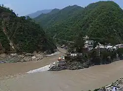 Confluence of Alaknanda and Mandakini River at Rudraprayag