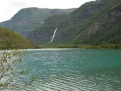 View of the Vassbakken waterfall