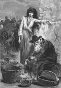 Golda and her father at a marketplace