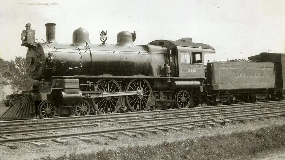 PRR E3a class 4-4-2 2443 in Bristol, PA circa 1906.