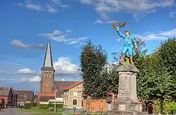 The church and monument to the dead of Lebucquière