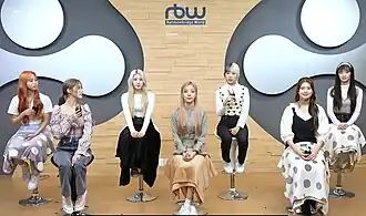 Purple Kiss in October 2021 L–R: Ireh, Yuki, Chaein, Na Go-eun, Dosie, Swan, and Park Ji-eun