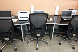 Computer work stations at the Asiana business class lounge at Gimhae International Airport in South Korea