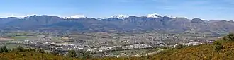 Paarl from the summit of Paarl Mountain, looking across to the Klein-Drakenstein and Du Toitskloof Mountains