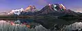 Cerro Paine Grande (left), Cuernos del Paine left of center, Monte Almirante Nieto (right)