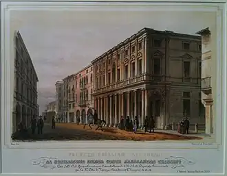 Palazzo Trissino (on the Corso), lithograph by Marco Moro (1817–1885) dedicated to Alessandro Trissino, 1847.