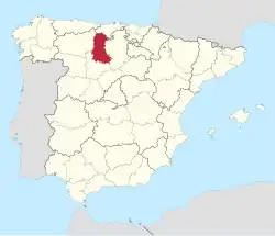 Map of Spain with the province of Palencia highlighted
