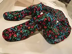 a pair of floral print Pan-T-Boots