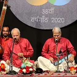 Pandit Rajan Mishra singing with swarmandal