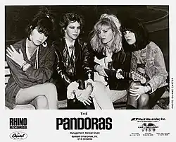 The Pandoras in 1985. L-R: Kim Shattuck, Karen Blankfeld, Paula Pierce, Melanie Vammen.