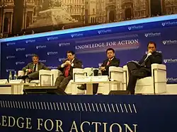 Private equity CEOs, all Wharton alumni, at the Wharton Global Alumni Forum in Milan, Italy