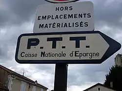 A 1950s PTT road sign in Marthon