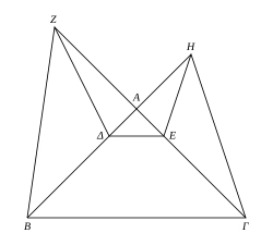 The vertices of hexagon ΒΓΗΕΔΖ lie alternately on ΒΗ and ΓΖ and intersect at Α