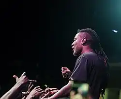 Pappy Kojo performing at a concert in Accra.