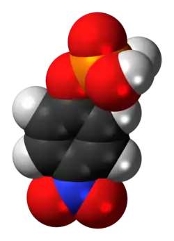 Space-filling model of the para-nitrophenylphosphate molecule