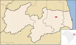 Location of Arara in the State of Paraíba