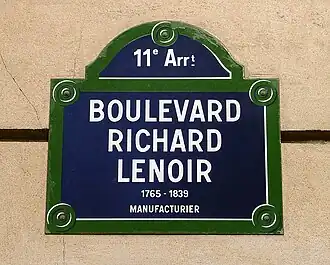 Boulevard Richard-Lenoir plaque