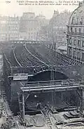 Work sites in the Place Saint-Michel and Boulevard Saint-Andre before the sinking