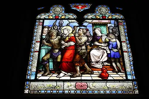 "Stations of the Cross- Christ tried by Pontius Pilate" (Signed "A. LUSSON PARIS 1858")