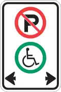 Parking prohibited aside for disabled people.